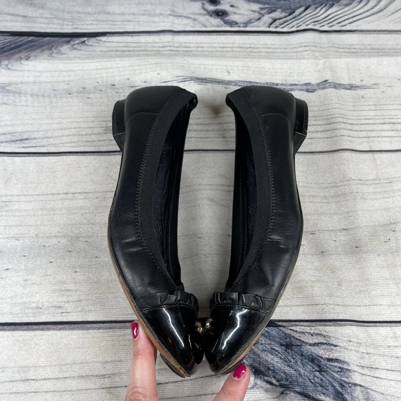 Chanel Black Leather Ruffle Slip on Almond Toe Ballet Flats Size 39 - Picture 8 of 11